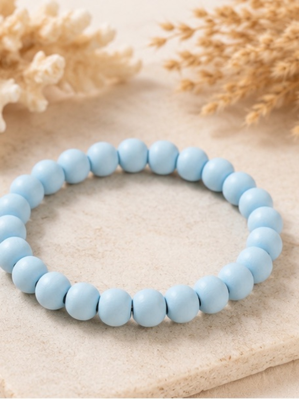 Pastel Blue Matte Beaded Stretch Bracelet | Minimalist Stackable Bracel